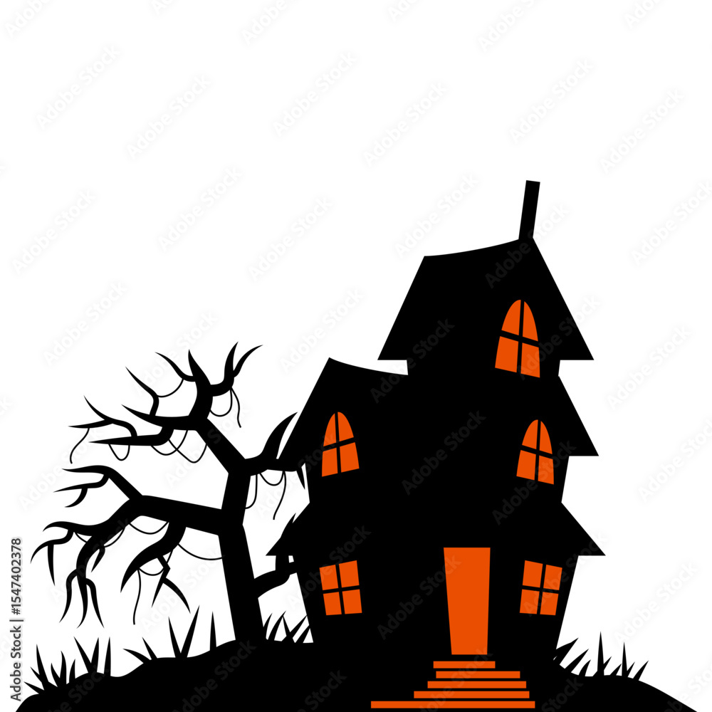 Scary House Halloween Silhouette Scary House Halloween Silhouette
