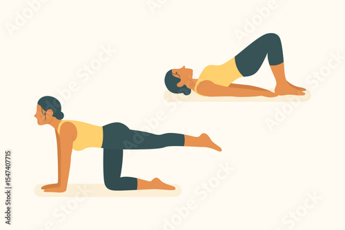 Bird-dog and knee hold movements from pilates and yoga routines targeting core engagement, spinal control, balance, and strength