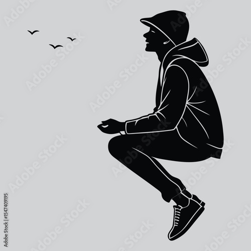 Levitating Meditation Silhouette vector design art and illustration