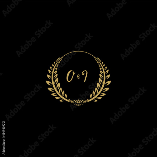 OI beautiful feminine and elegant wedding monogram initial logo with circle floral gold