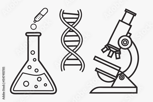 Science laboratory equipment isolated on white background