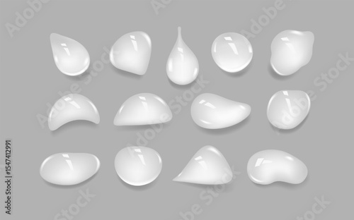 Liquid blue wet drops of gel or collagen spilled puddles of cosmetic serum or water