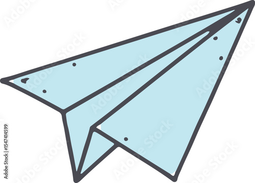 A light-blue paper airplane, meticulously folded, soars across a white background.