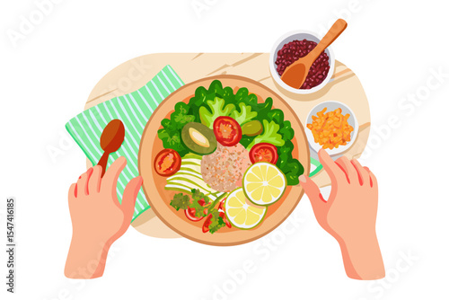 Healthy quinoa salad bowl with fresh vegetables