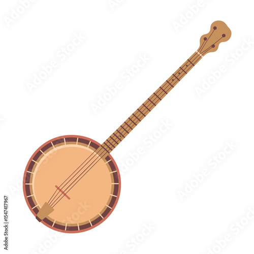 Classic Five String Banjo Musical Instrument Illustration