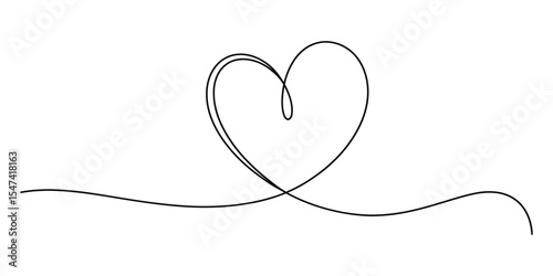 Minimalist continuous line heart drawing with elegant flowing curves — romantic design for love, weddings, Valentine’s Day & decor