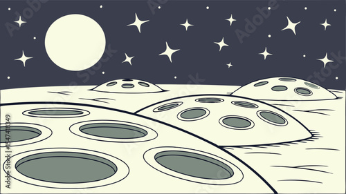 Lunar Colony Design Featuring Dome Structures Under a Starlit Night Sky