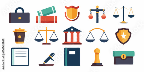 Minimalist legal and law icons set 12 professional designs