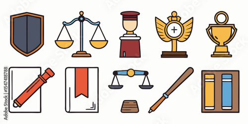 Minimalist legal and law icons a single icon set design