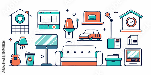 Home and living icon set 15 high quality design elements