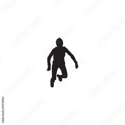 Silhouette vector illustration of a skydiver in freefall on white background