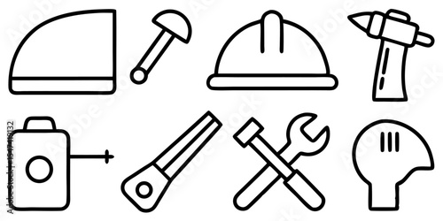 Construction and tools icon set high quality vector graphics