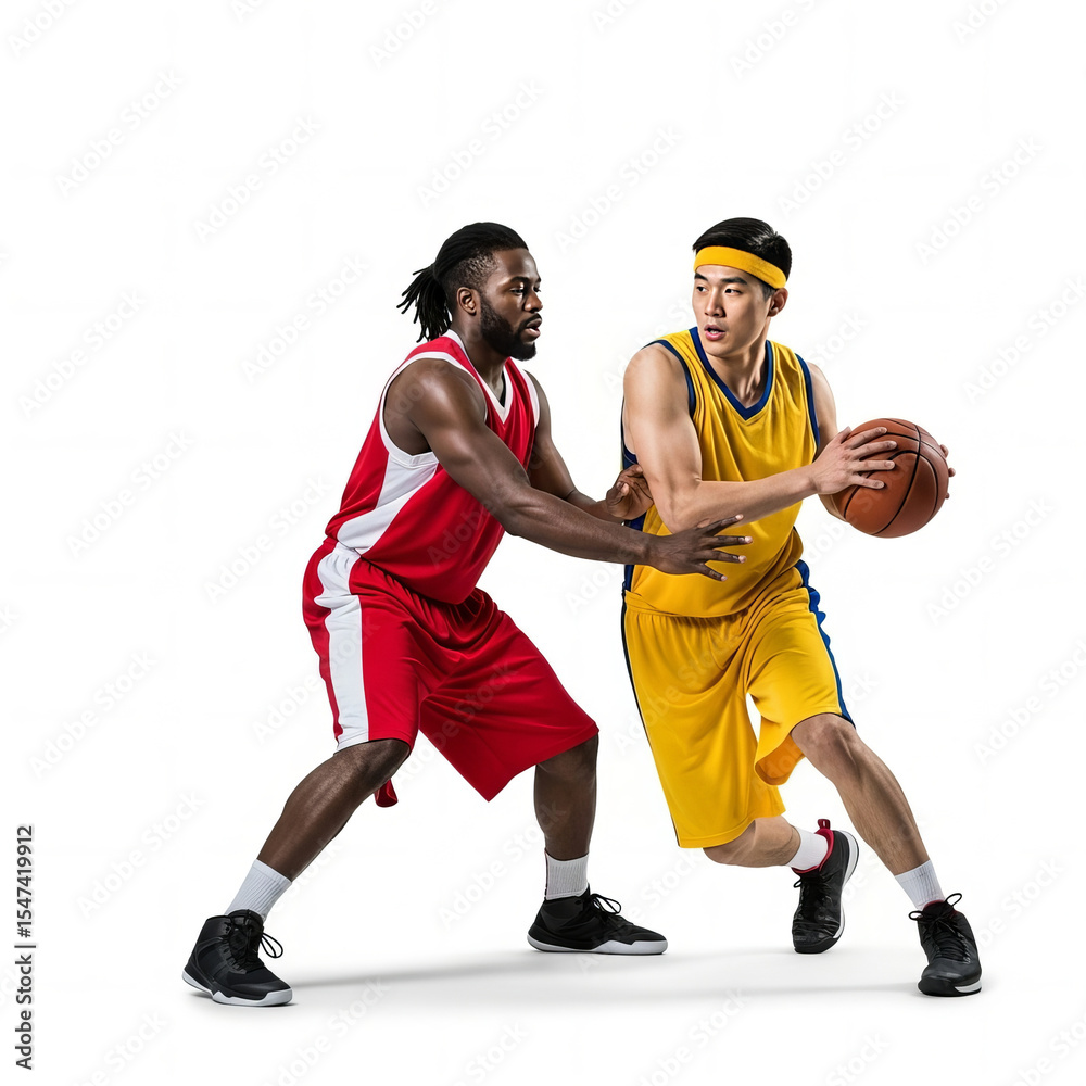 Fototapeta premium Basketball Clash Two Players Competing for Possession