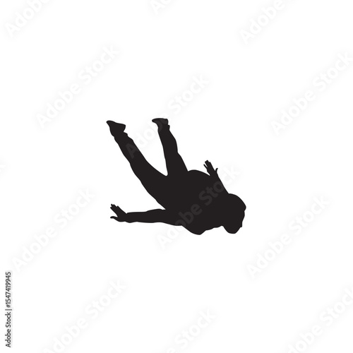 Falling man silhouette illustration symbolizes risk accident or extreme sport concept design