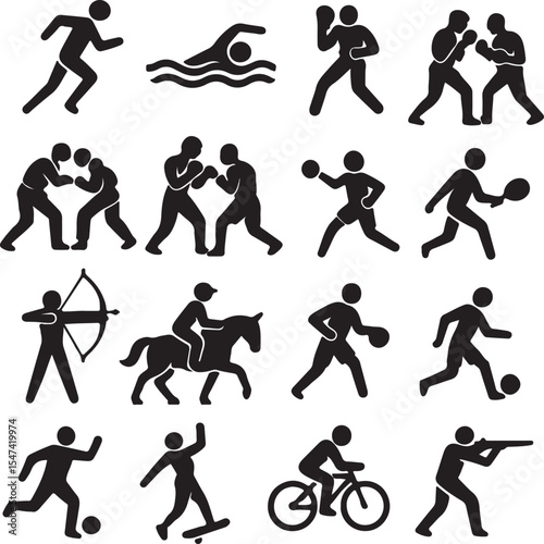 Olympic sports silhouette vector set.