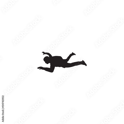 Skydiving silhouette of a freefalling person leaping through the air adventure