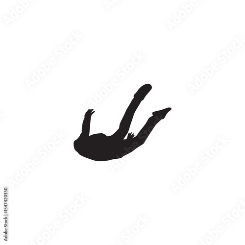 Silhouette of falling man depicts accident anxiety and freefall representation
