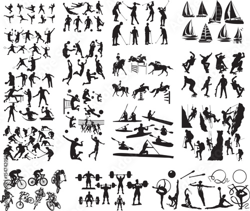 Olympic Sports Silhouette Bundle | 40+ Athlete Vector Poses. Olympic games and others sports silhouette vector set