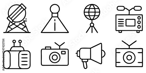 High quality media and broadcast icons television radio and internet symbols