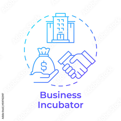 Business incubator blue gradient concept icon. Partnership, agreement. Investment strategy. Round shape line illustration. Abstract idea. Graphic design. Easy to use in infographic, brochure