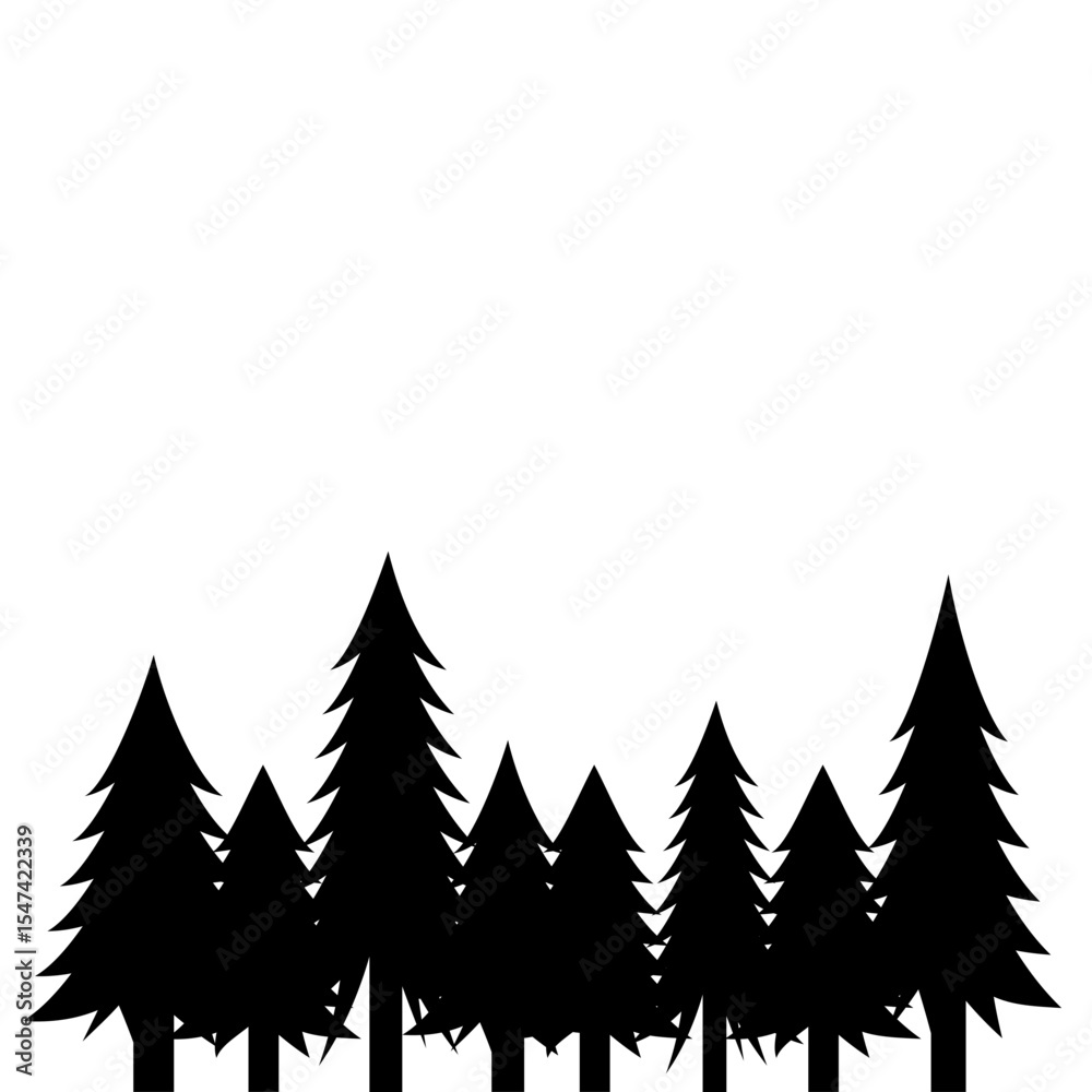 Fototapeta premium Pine Tree Forest Landscape Silhouette