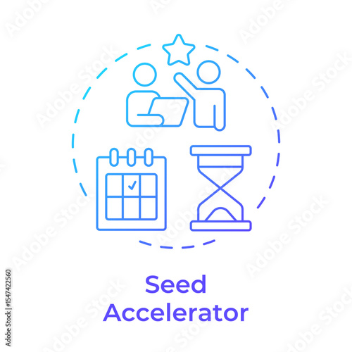 Seed accelerator blue gradient concept icon. Workflow organization. Work efficiency. Round shape line illustration. Abstract idea. Graphic design. Easy to use in infographic, brochure