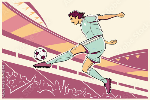 Soccer Player in Action: Dynamic Illustration of a Football Game