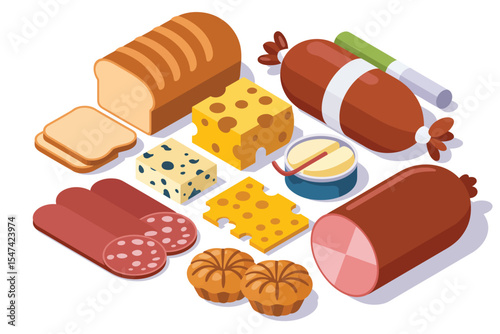 Assorted Deli Meats Cheeses Bread and Pastries