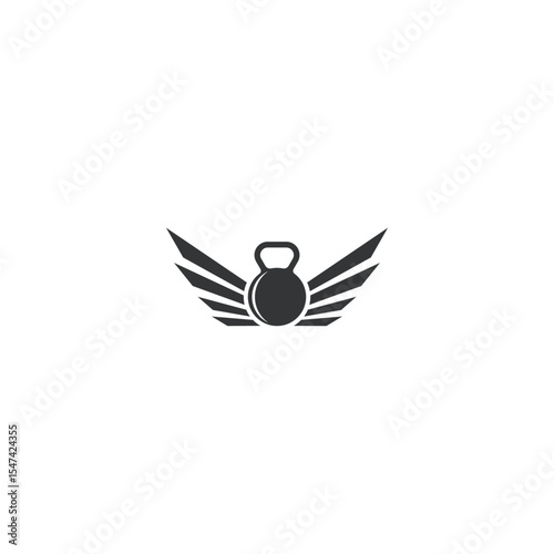 Kettlebell with wings vector illustration fitness and gym symbol template design