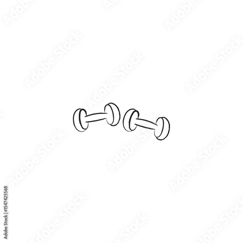 Minimalist dumbbell illustration fitness equipment sketch outline gym workout graphic