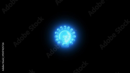 glowing neon line light bulb icon isolated on black background. technology energy concept.