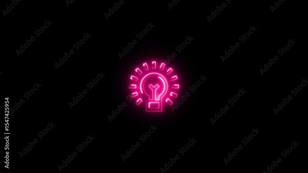 glowing neon line light bulb icon isolated on black background. technology energy concept.