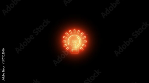 glowing neon line light bulb icon isolated on black background. technology energy concept.