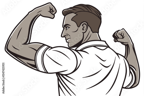 Powerful Man Flexing Muscles: Illustration of Strength, Fitness, and Confidence