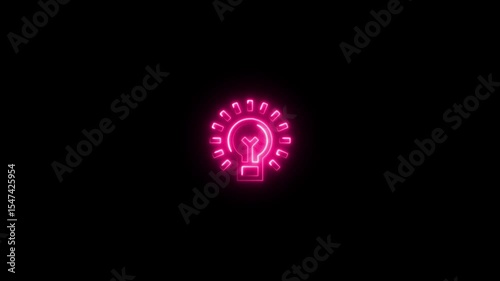 glowing neon line light bulb icon isolated on black background. technology energy concept.