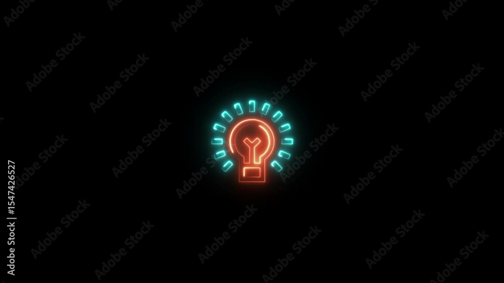 glowing neon line light bulb icon isolated on black background. technology energy concept.