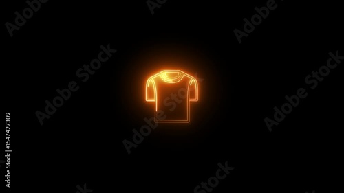 cyan white line T-shirt icon isolated on black background. 4K Video motion graphic animation