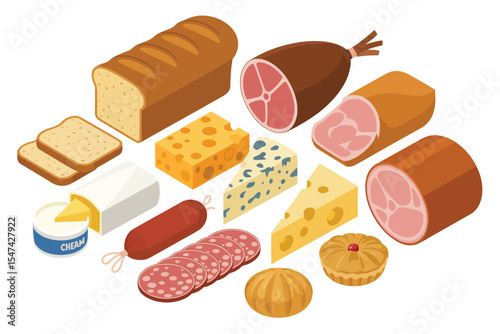Assorted Deli Meats Cheeses Bread and Baked Goods