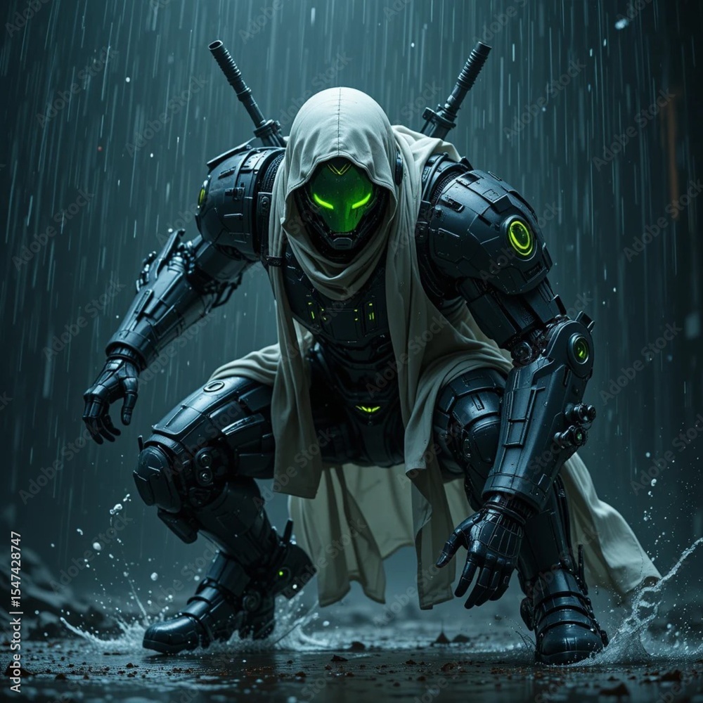Fototapeta premium robot cyborg warrior