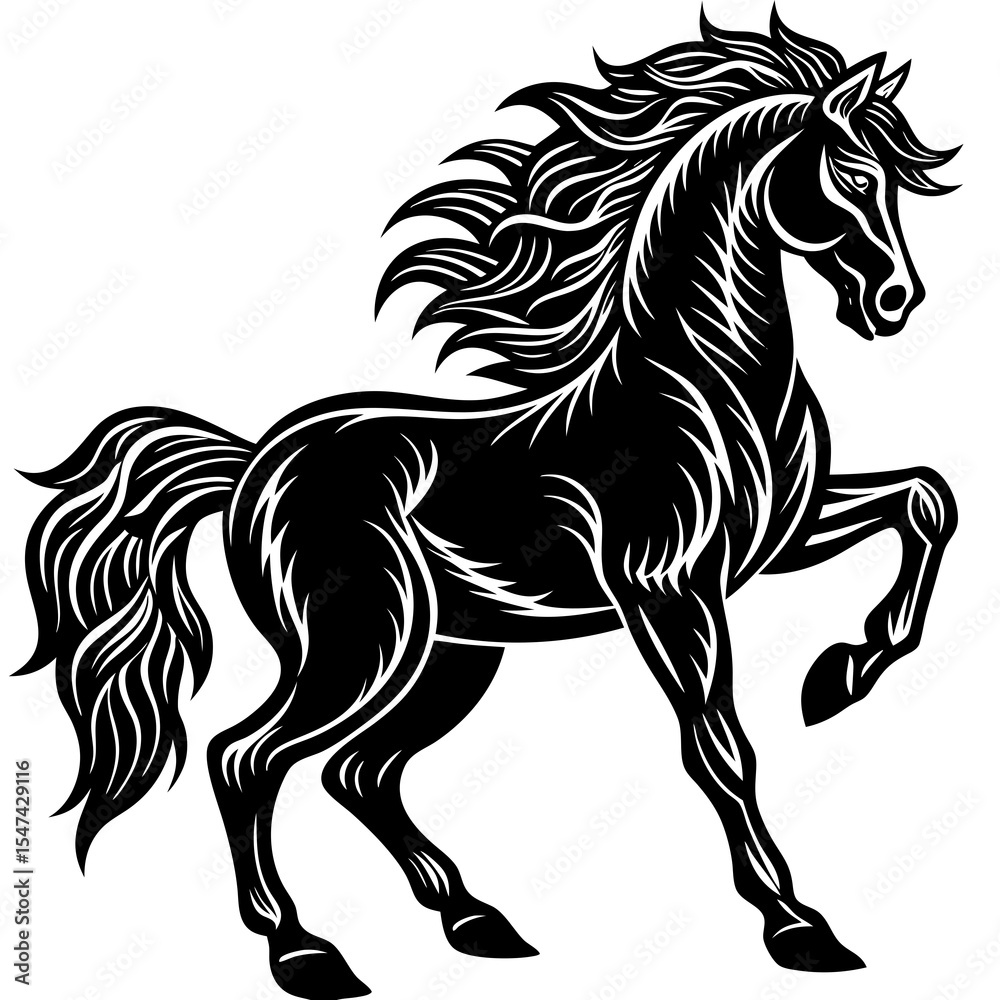 Fototapeta premium Black horse isolated on white background