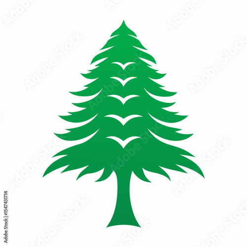 Green evergreen tree isolated on white background