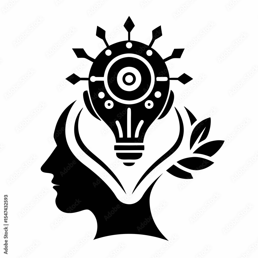 Fototapeta premium Head with lightbulb representing idea isolated on white background