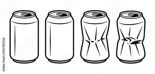 Four Aluminum Cans Progression of Crushing