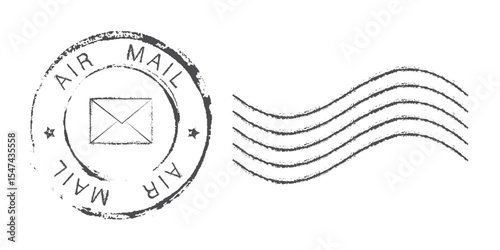 Postage stamp. Blank grunge postage postmark. Empty mail delivery air mail template.