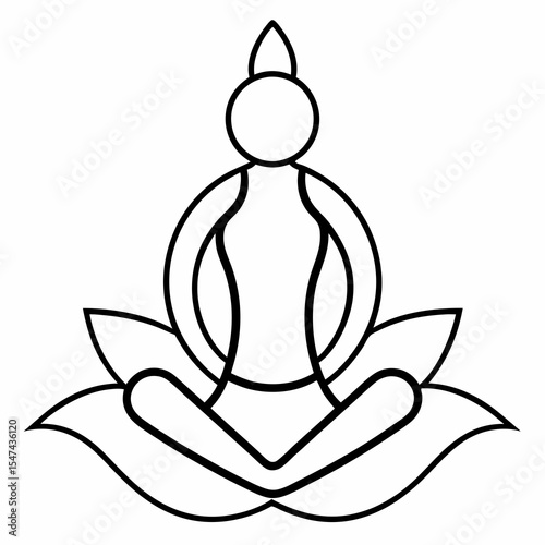 Person in lotus position isolated on white background