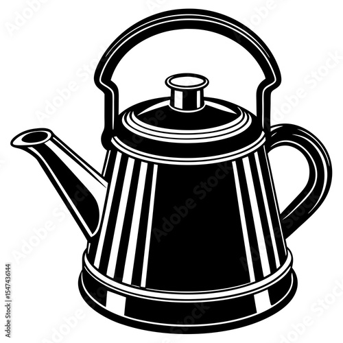 Black and white kettle isolated on white background