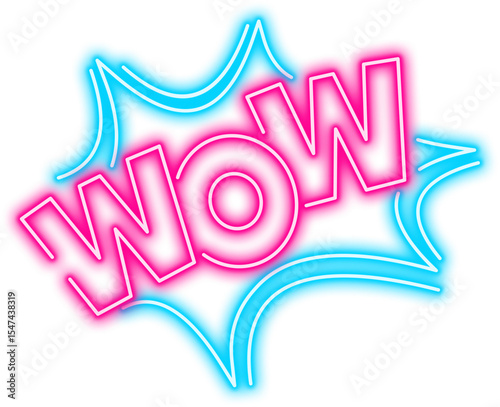 Neon Wow Sign Icon