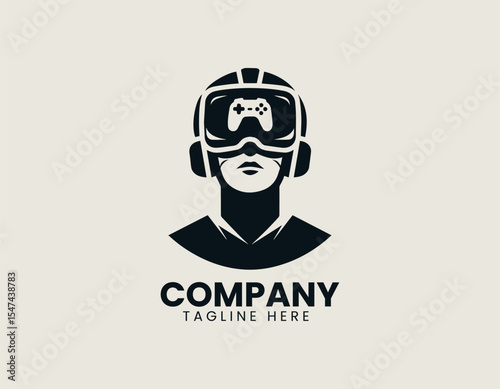 Free Download VR gamer man holding controllers and wearing headset depicted in circular emblem conveying modern tech gaming energy - GFXLoad