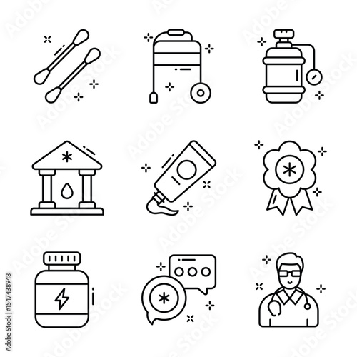 Grab this amazing set of medical and hospital outline style icons