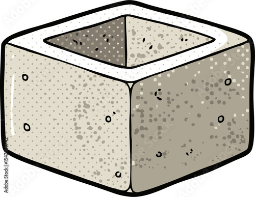 Cubic Concrete Block with Speckled Texture and Inner Cavity